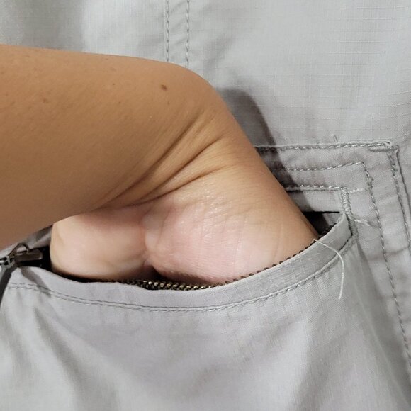 Contemporaine | Light Gray Button Front Casual Jacket Coat Pockets Cotton Medium - Picture 6 of 10